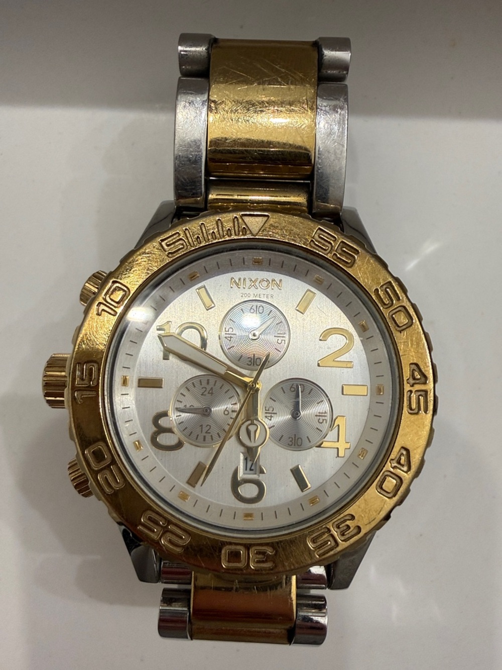 Nixon Two-Tone Gold and Silver Chronograph Men’s Watch